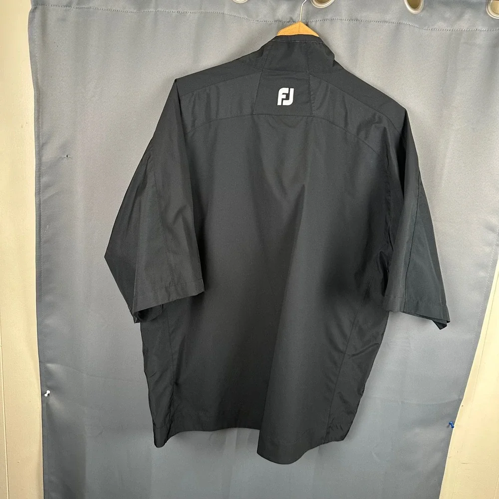 FootJoy DryJoys Mens XL Black Short Sleeve Quarter Zip Golf Windbreaker Pullover